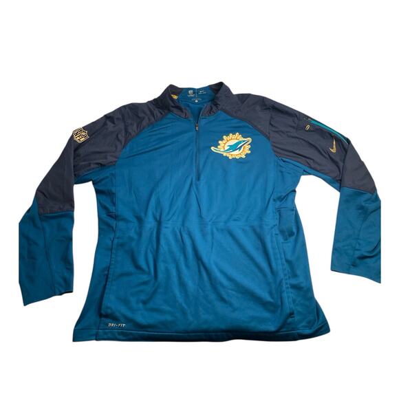NFL Miami Dolphins Dri-FIT 1/4 Zip Pullover Nike Blue Large - Picture 2 of 6